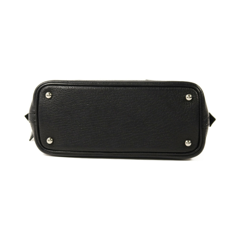 HERMES Chevre皮革Mini Bolide銀扣手挽肩背兩用袋Noir-3