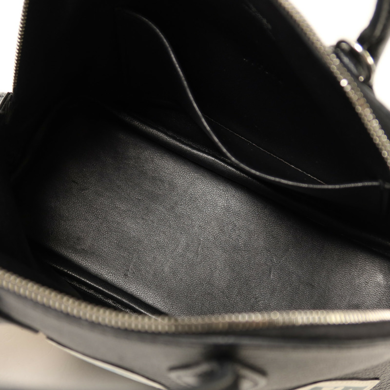 HERMES Chevre皮革Mini Bolide銀扣手挽肩背兩用袋Noir-4