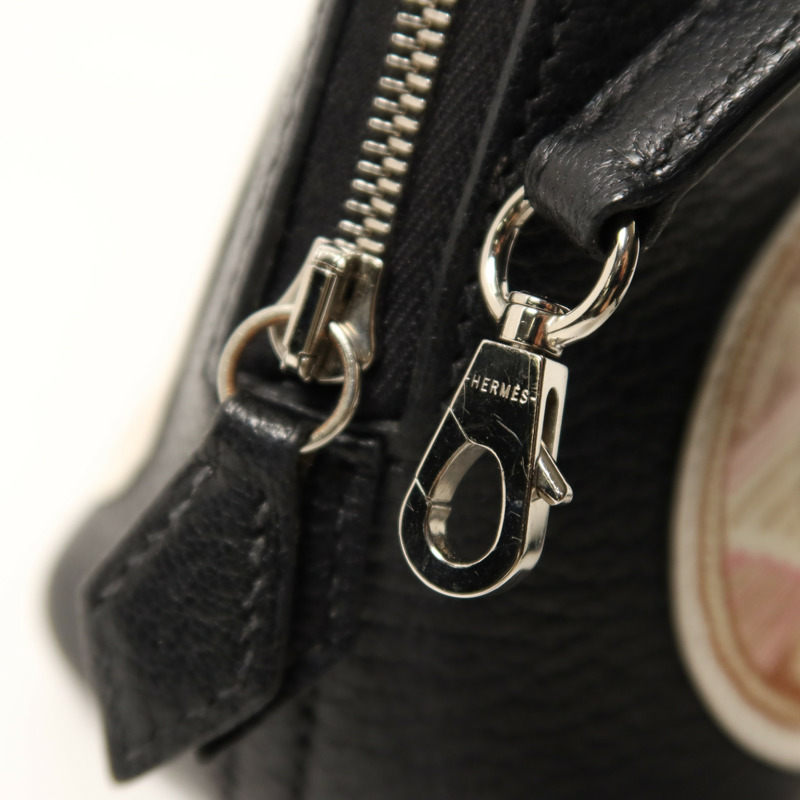 HERMES Chevre皮革Mini Bolide銀扣手挽肩背兩用袋Noir-7