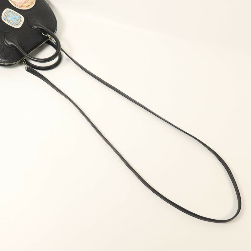 HERMES Chevre皮革Mini Bolide銀扣手挽肩背兩用袋Noir-8