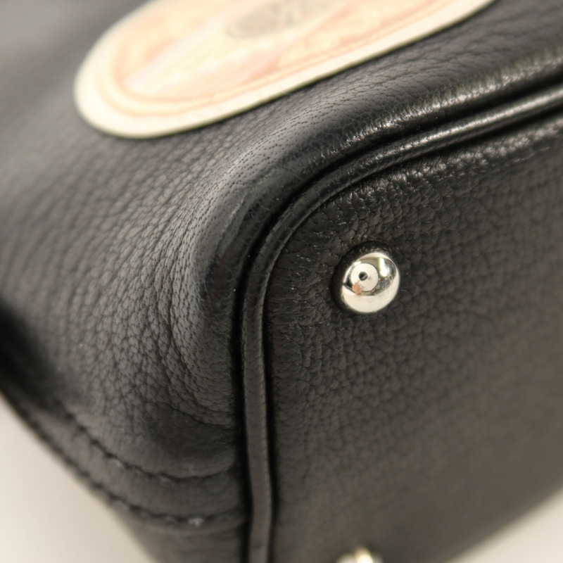 HERMES Chevre皮革Mini Bolide銀扣手挽肩背兩用袋Noir-10