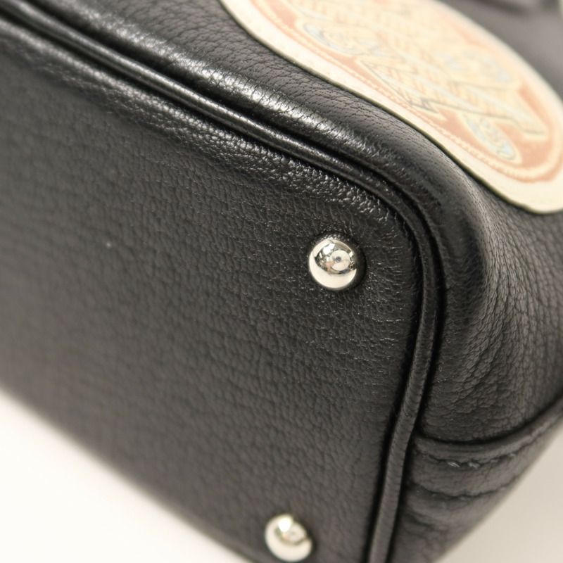 HERMES Chevre皮革Mini Bolide銀扣手挽肩背兩用袋Noir-13