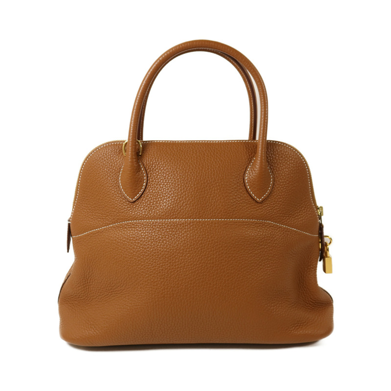 HERMES Clemence皮革Bolide 31金扣手挽肩背兩用袋Gold-1