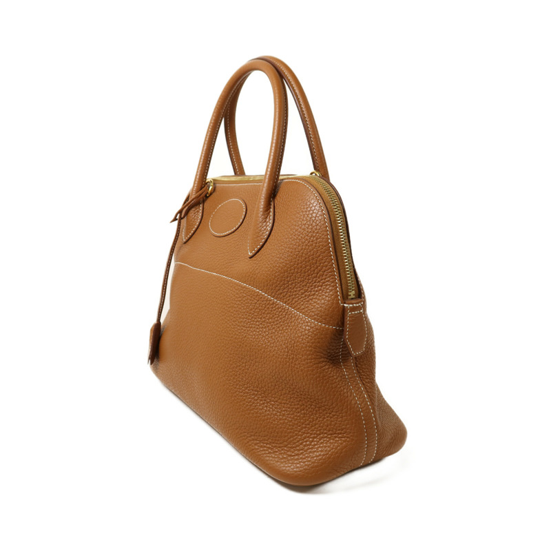 HERMES Clemence皮革Bolide 31金扣手挽肩背兩用袋Gold-2