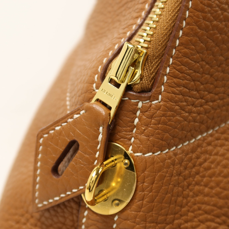 HERMES Clemence皮革Bolide 31金扣手挽肩背兩用袋Gold-7