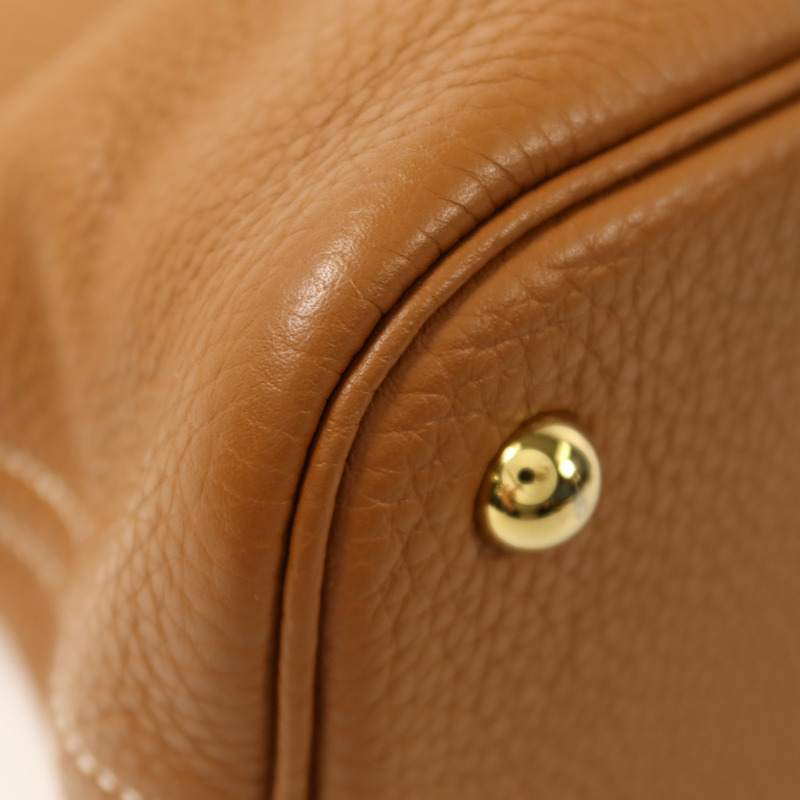 HERMES Clemence皮革Bolide 31金扣手挽肩背兩用袋Gold-11