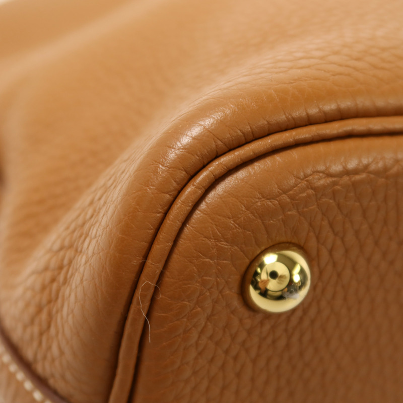 HERMES Clemence皮革Bolide 31金扣手挽肩背兩用袋Gold-13