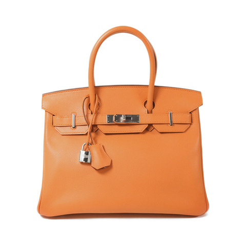 HERMES Epsom皮革Birkin 30銀扣手挽袋Feu