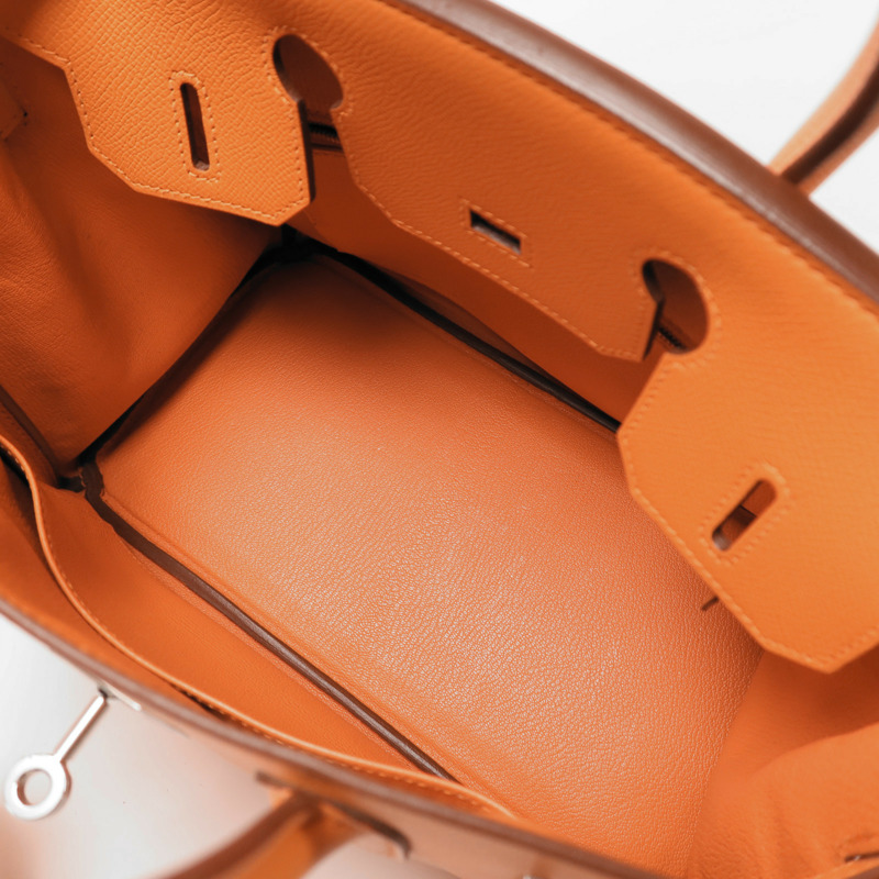 HERMES Epsom皮革Birkin 30銀扣手挽袋Feu-4