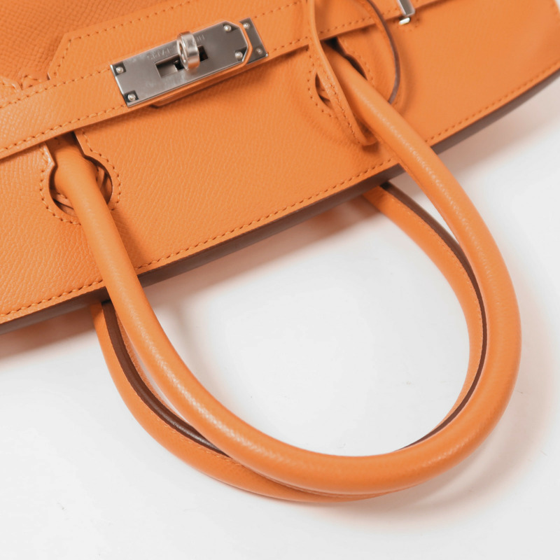 HERMES Epsom皮革Birkin 30銀扣手挽袋Feu-8