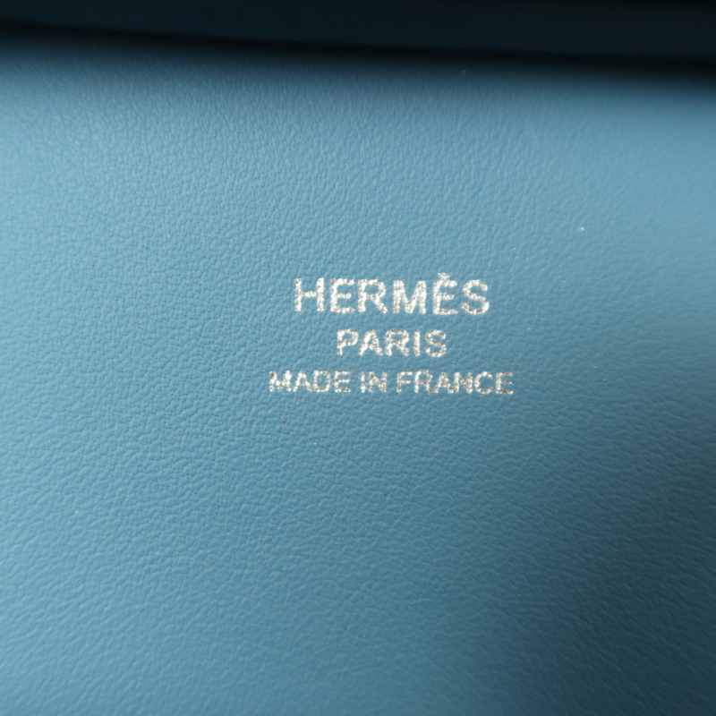 HERMES Evercolor皮革Mini Jypsiere銀扣肩背袋New Blue Jean-5