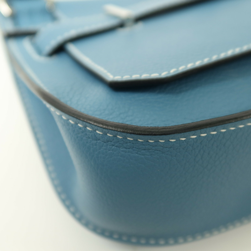 HERMES Evercolor皮革Mini Jypsiere銀扣肩背袋New Blue Jean-10