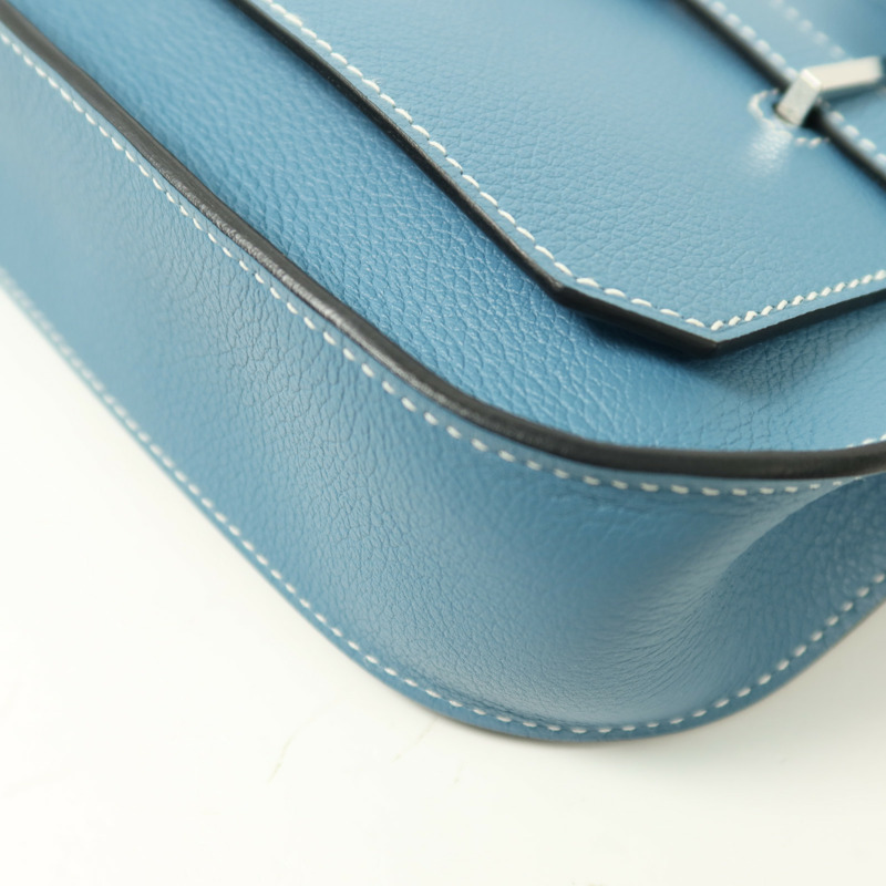 HERMES Evercolor皮革Mini Jypsiere銀扣肩背袋New Blue Jean-11