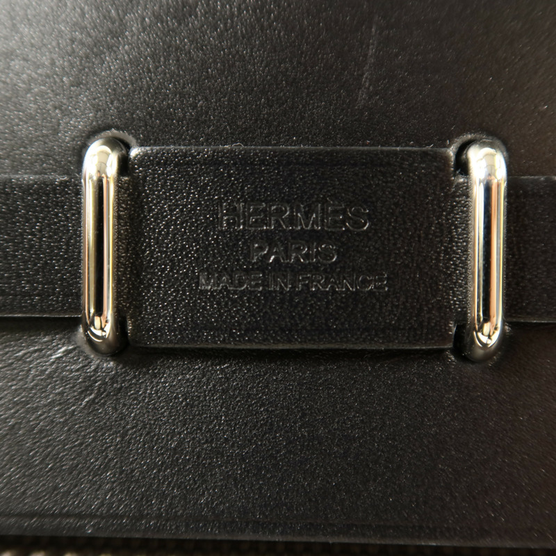 HERMES 帆布Mini Herbag銀扣肩背袋Vert de Gris/Noir-5