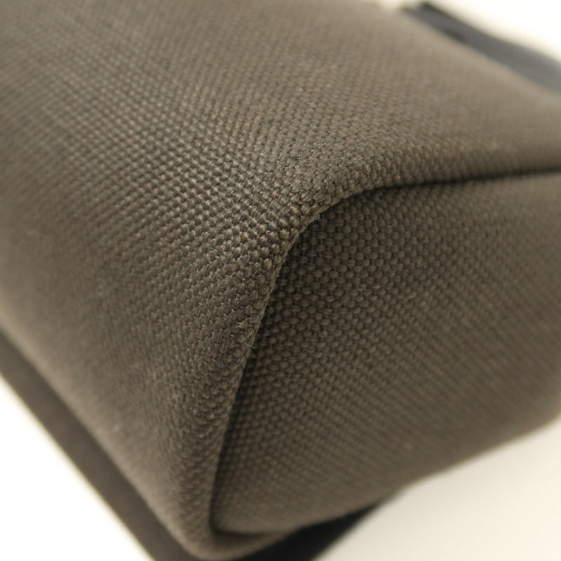 HERMES 帆布Mini Herbag銀扣肩背袋Vert de Gris/Noir-11