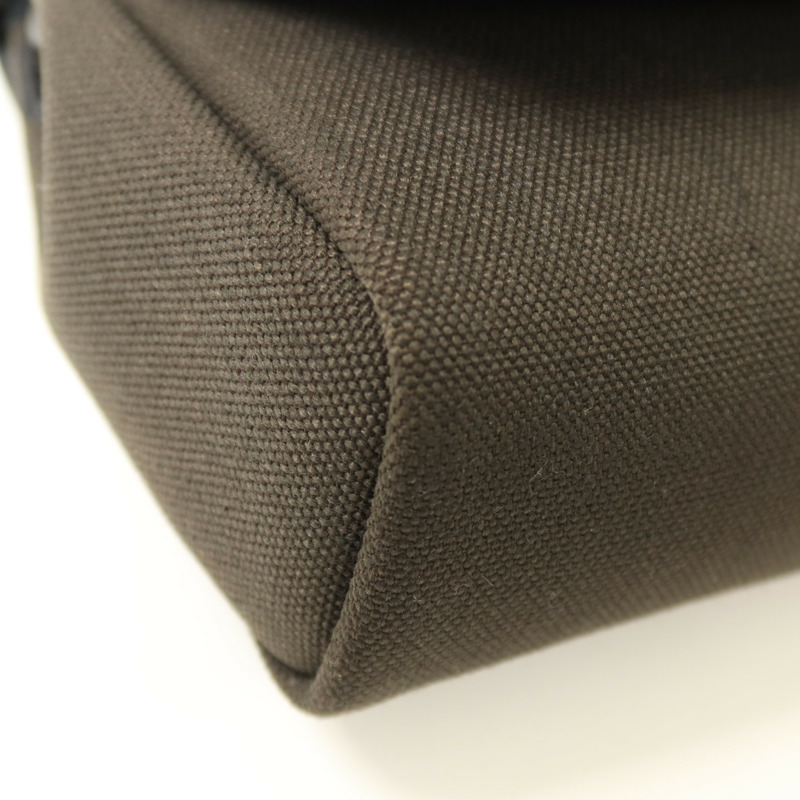 HERMES 帆布Mini Herbag銀扣肩背袋Vert de Gris/Noir-12