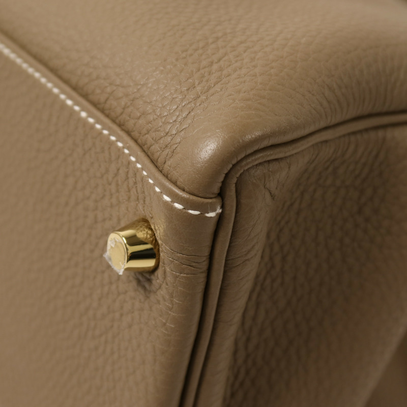 HERMES Togo皮革Kelly 32金扣手挽肩背兩用袋Etoupe-12