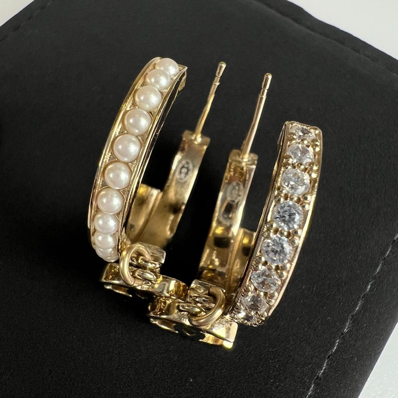 CHANEL 珍珠雙C立體耳環-4