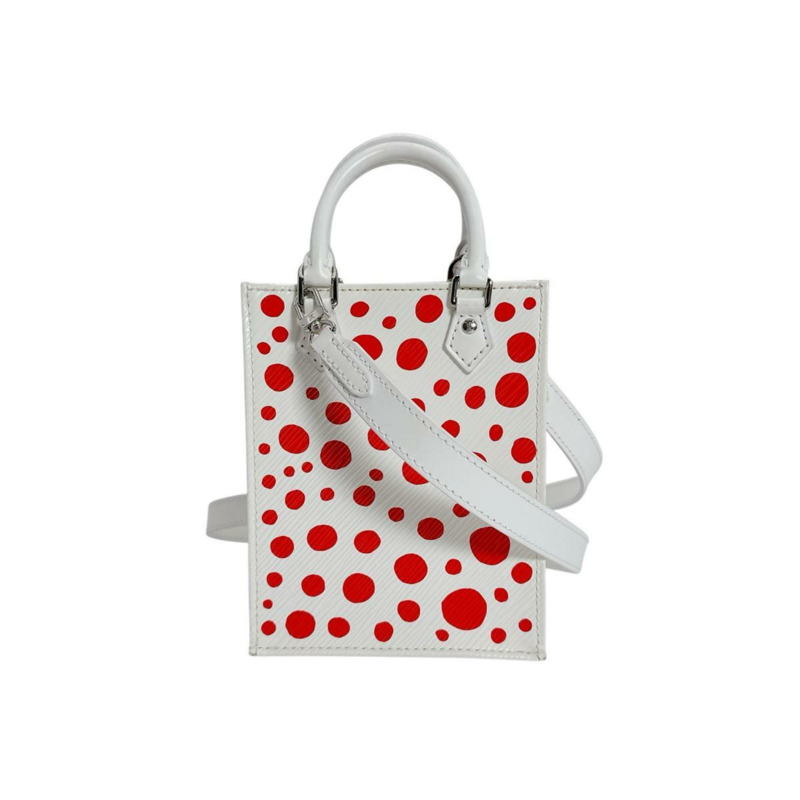 路易威登 Petite Sac Plat 手袋/肩背包,Epi 皮革材質,飾有草間彌生圖案,M81986,白色-1