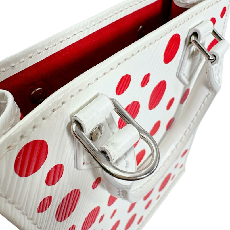 路易威登 Petite Sac Plat 手袋/肩背包,Epi 皮革材質,飾有草間彌生圖案,M81986,白色-9