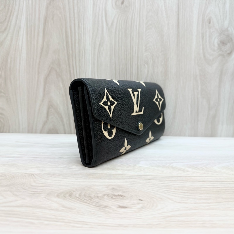LV黑拚米牛皮16卡下蓋式Sarah長夾M80496-3