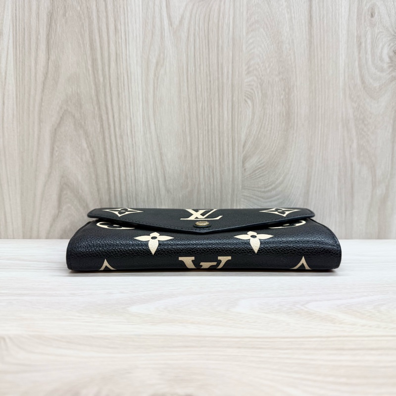 LV黑拚米牛皮16卡下蓋式Sarah長夾M80496-4