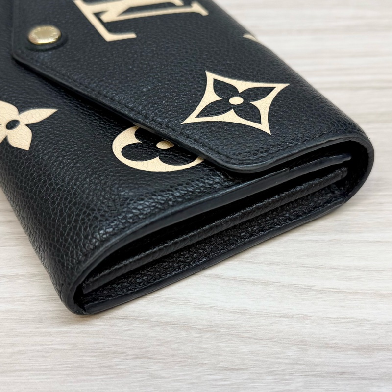 LV黑拚米牛皮16卡下蓋式Sarah長夾M80496-12