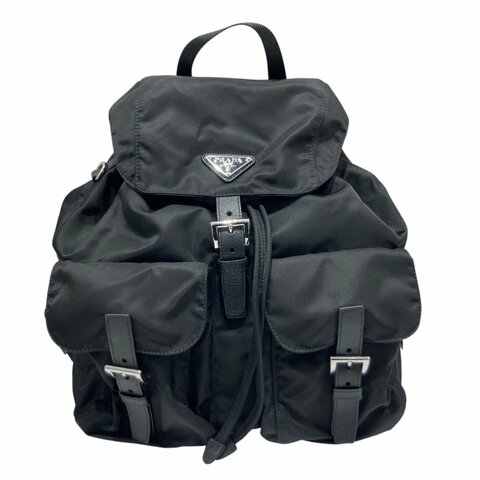 PRADA 普拉達 1BZ811 MEDIUM RE-NYLON BACKPACK 尼龍 後背包 黑色 銀釦