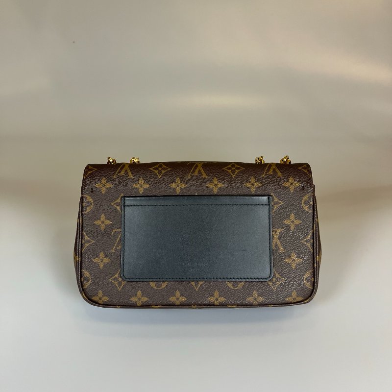 LV M46126/晶片款 MARCEAU 老花黑皮革拼接翻蓋鍊包-1