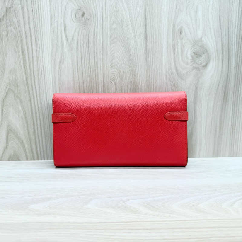 Hermes齊普爾玫瑰粉(T5)銀釦kelly長夾-1