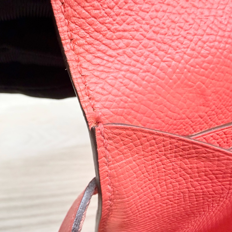 Hermes齊普爾玫瑰粉(T5)銀釦kelly長夾-14