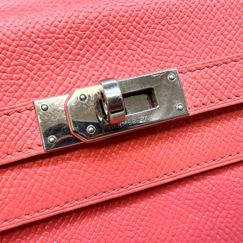 Hermes齊普爾玫瑰粉(T5)銀釦kelly長夾-22