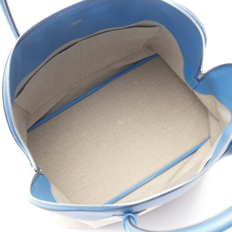 海島藍 Evercolor 牛皮 棕色帆布 Bolide Relax 45 柏莉包 手提包 D刻【HERMES 愛馬仕】-2