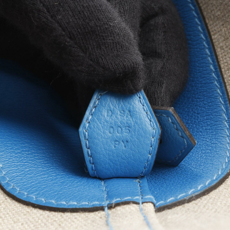 海島藍 Evercolor 牛皮 棕色帆布 Bolide Relax 45 柏莉包 手提包 D刻【HERMES 愛馬仕】-4