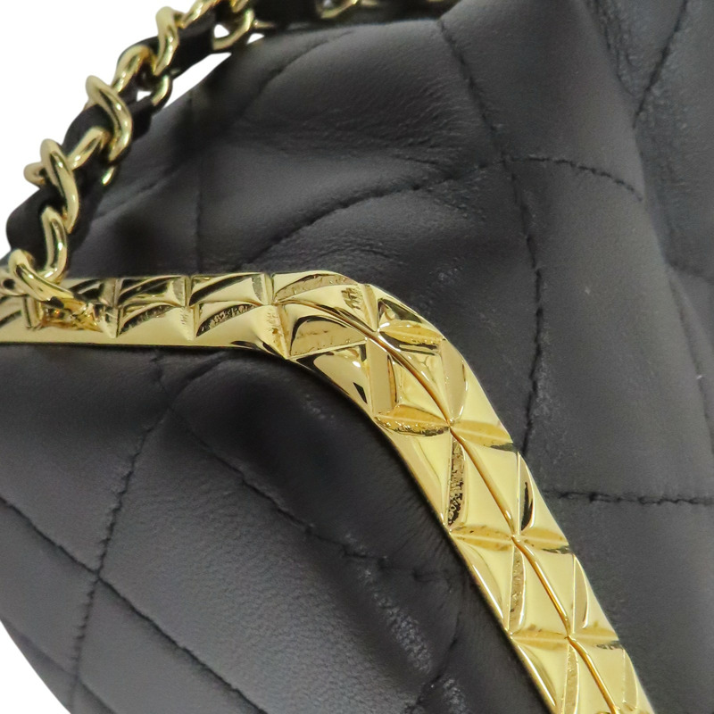 黑色 羊皮 鍊帶 Mini 水桶包 肩背包 金扣【CHANEL 香奈兒】 AP2750-11