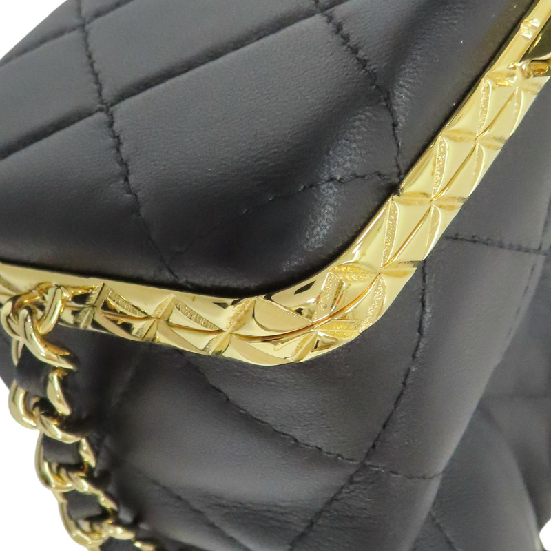 黑色 羊皮 鍊帶 Mini 水桶包 肩背包 金扣【CHANEL 香奈兒】 AP2750-12