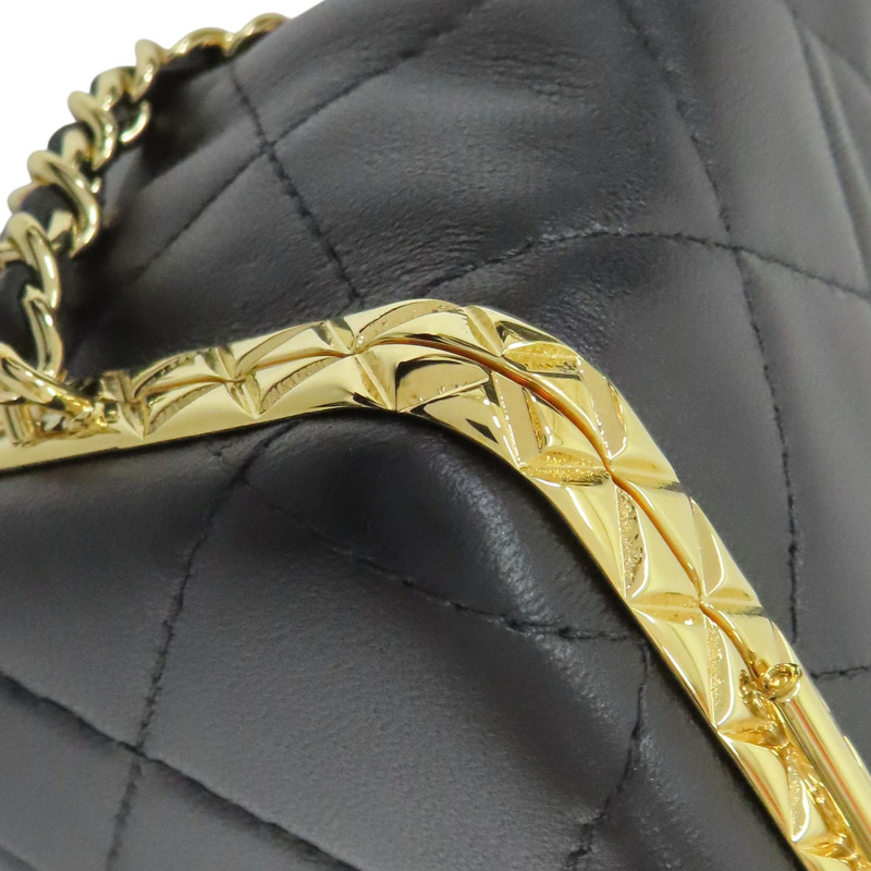 黑色 羊皮 鍊帶 Mini 水桶包 肩背包 金扣【CHANEL 香奈兒】 AP2750-13