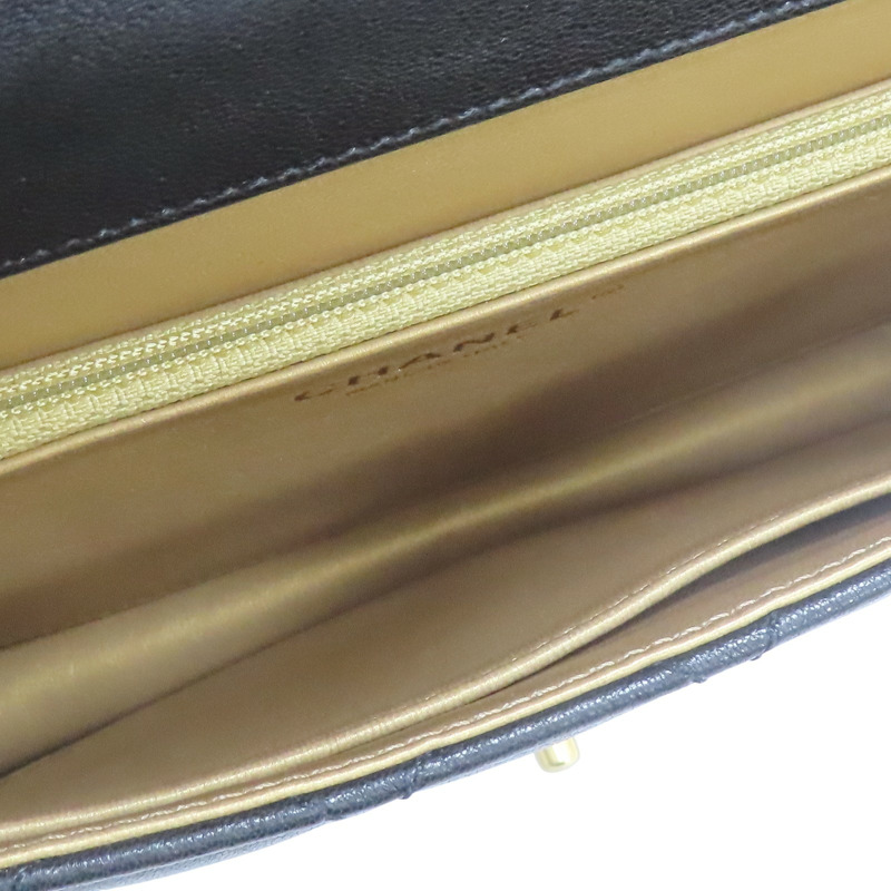 黑色 牛皮 珍珠 鍊帶 肩背包 金扣【CHANEL 香奈兒】 AS0585-4