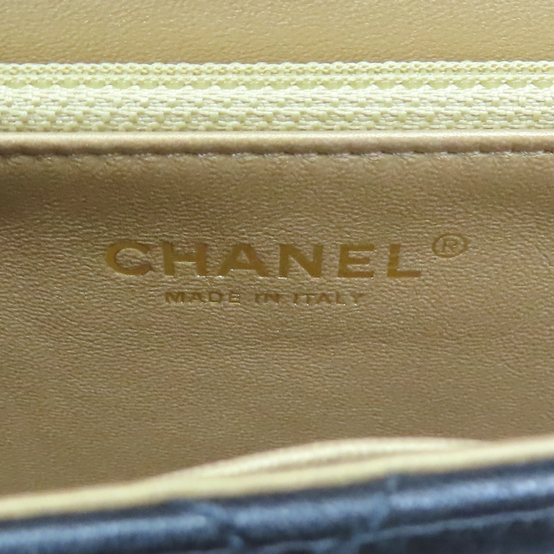 黑色 牛皮 珍珠 鍊帶 肩背包 金扣【CHANEL 香奈兒】 AS0585-8