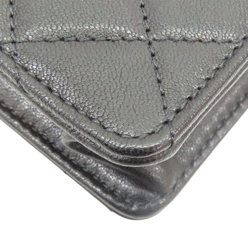 黑色 牛皮 珍珠 鍊帶 肩背包 金扣【CHANEL 香奈兒】 AS0585-14