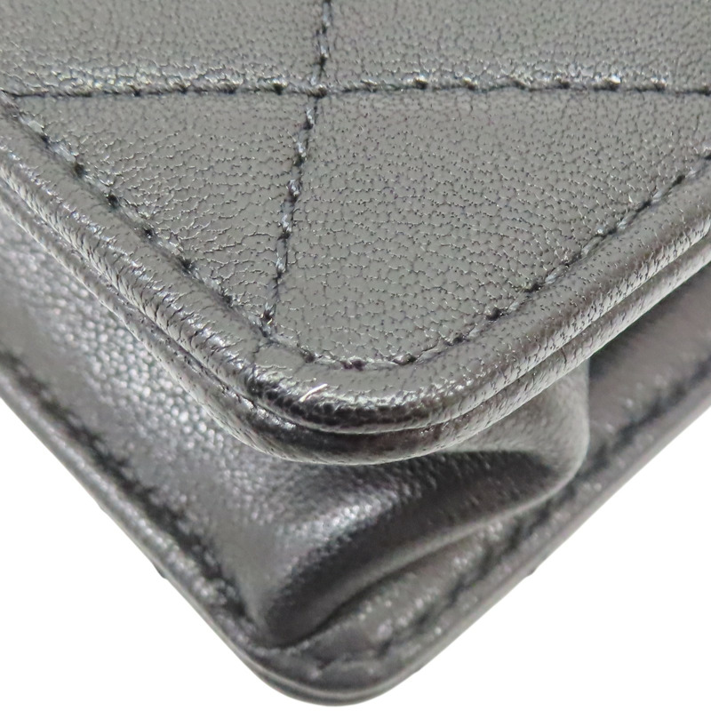 黑色 牛皮 珍珠 鍊帶 肩背包 金扣【CHANEL 香奈兒】 AS0585-15