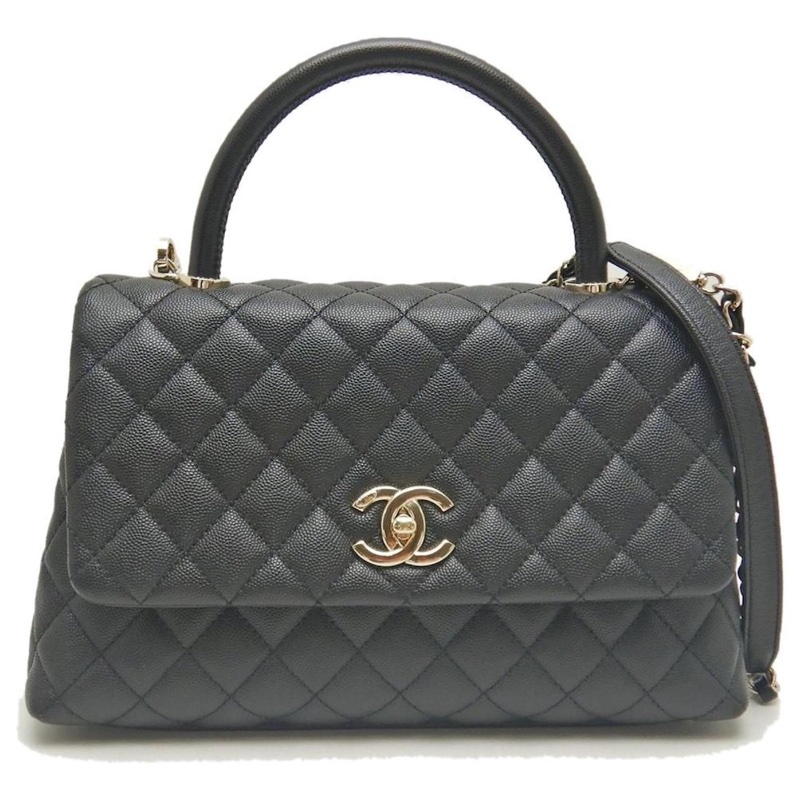 CHANEL 黑荔枝HANDLE28 全新牛皮手把香奈兒全新購於專櫃全新未拆-5