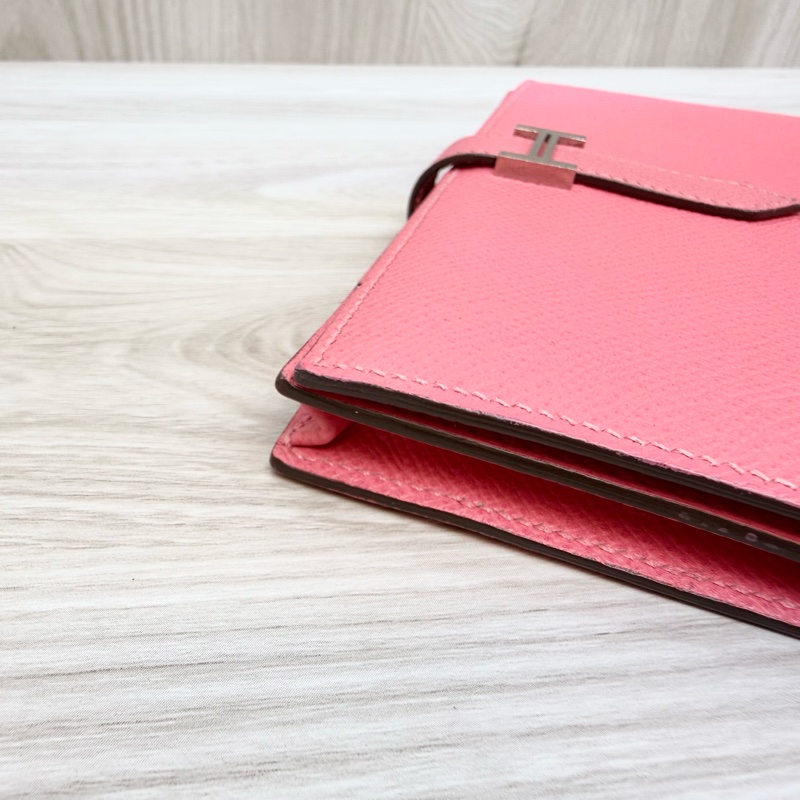 Hermes 8W杜鵑粉色銀釦Bearn長夾-18