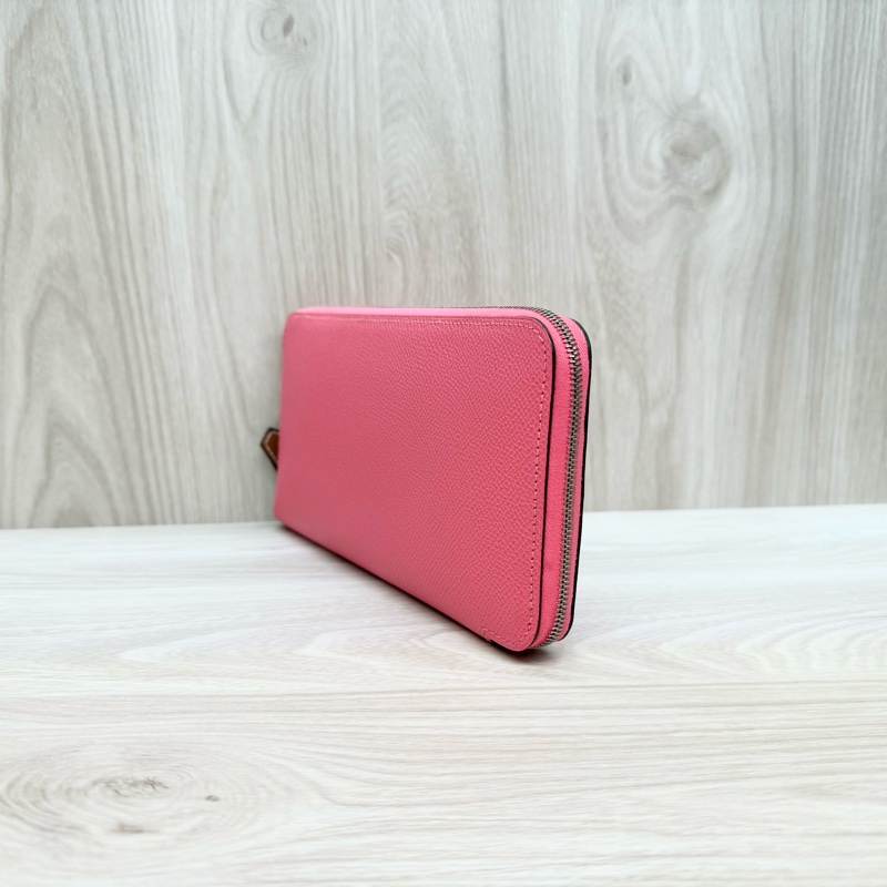 hermes 8W杜鵑粉色絲巾ㄇ拉12卡長夾-2