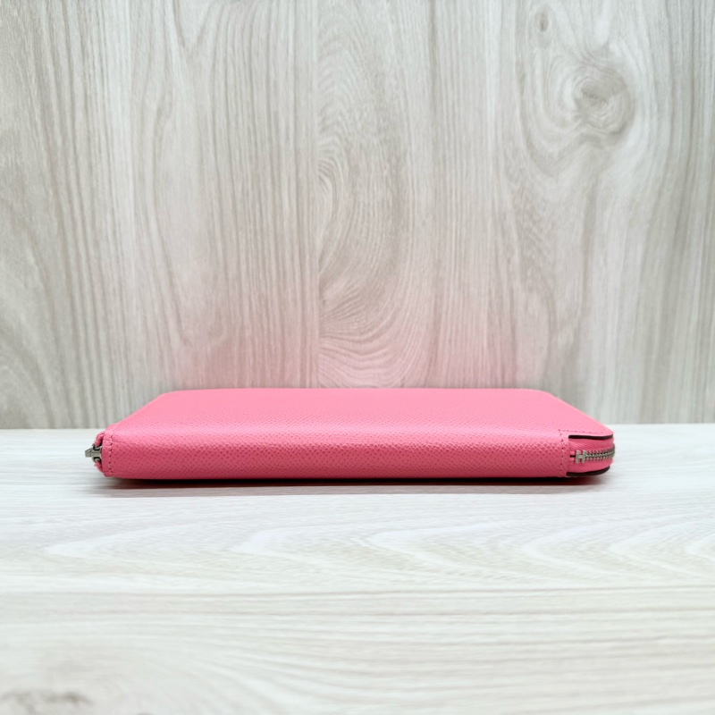 hermes 8W杜鵑粉色絲巾ㄇ拉12卡長夾-4