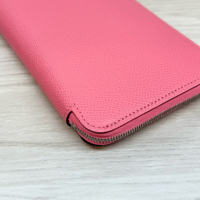 hermes 8W杜鵑粉色絲巾ㄇ拉12卡長夾-10