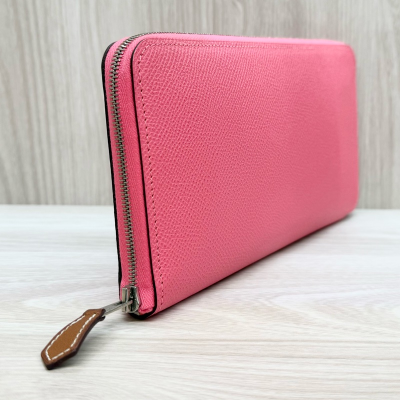 hermes 8W杜鵑粉色絲巾ㄇ拉12卡長夾-15