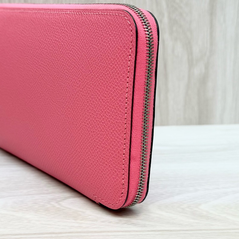 hermes 8W杜鵑粉色絲巾ㄇ拉12卡長夾-16