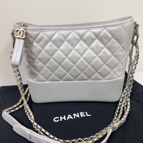 二手Chanel絕版銀色大流浪包