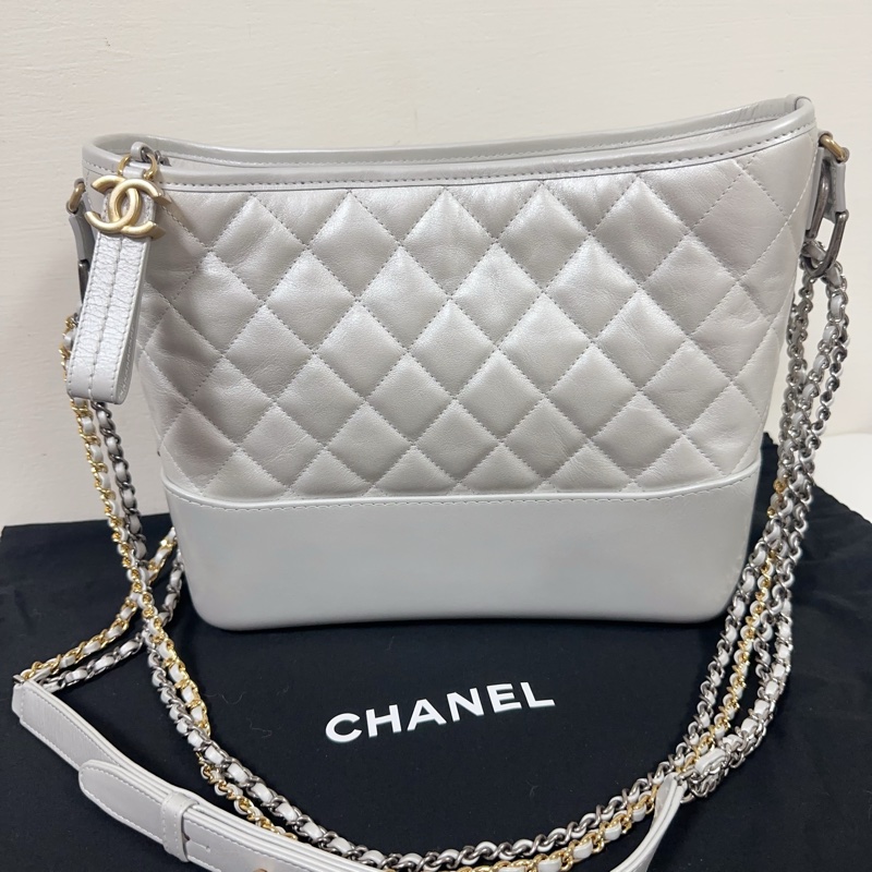 二手Chanel絕版銀色大流浪包-0